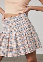 Factorie - Pleated skirt - avah check/white sand
