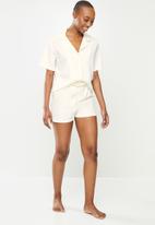 Superbalist - Linen blend sleep shirt & shorts set - ecru