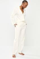Superbalist - Linen blend sleep shirt & pants set - ecru