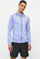basicthread - Slim fit zip through sport hoodie - blue