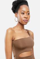 dailyfriday - One shoulder mini dress - brown