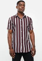 basicthread - Regular fit l.v stripe shirt - brown & white 