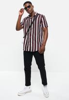 basicthread - Regular fit l.v stripe shirt - brown & white 