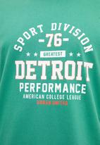 Trendyol - Detroit printed short sleeve tee - green