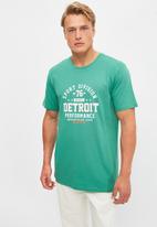 Trendyol - Detroit printed short sleeve tee - green