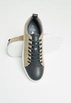 POLO - Idris tonal contrast pin punch sneaker - grey & stone