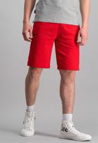 Aca Joe - Unbrushed fleece elasticated shorts - red