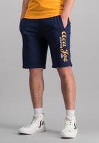 Aca Joe - Logo high square fleece shorts - navy