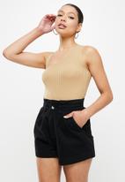 Missguided - Asymmetric knitted bodysuit - biscuit