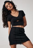 Factorie - Exposed seam mesh skirt - black