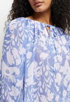 MILLA - Volume keyhole blouse - water colour tropical 