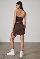 Factorie - Slinky ruched side split skirt - chocolate