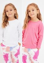 Trendyol - Twin-pack long sleeve tees - pink & white