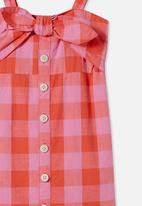 Cotton On - Marissa sleeveless dress  - red orange pink gerbera check