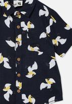 Cotton On - Resort short sleeve shirt - navy blazer/pelican