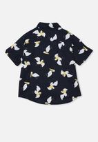 Cotton On - Resort short sleeve shirt - navy blazer/pelican