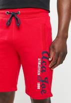 Aca Joe - Logo high square fleece shorts - red