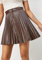 Blake - Pleated pu mini skirt - brown