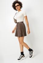 Blake - Pleated pu mini skirt - brown