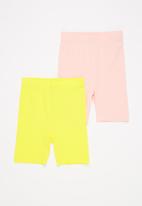 POP CANDY - Girls 2 pack cycling shorts - pink & yellow 
