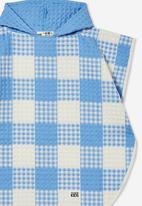 Cotton On - Kids waffle hooded towel - dusk blue gingham