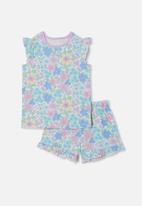 Cotton On - Stacey short sleeve flutter pyjama set - bronte retro floral vanilla