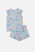Cotton On - Stacey short sleeve flutter pyjama set - bronte retro floral vanilla