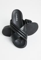 Jada - Padded cross strap slide - black