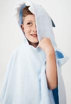 Cotton On - Kids hooded towel - white water blue shark