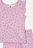 Cotton On - Gemma short sleeve pyjama set - pale violet/ditsy floral