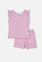 Cotton On - Gemma short sleeve pyjama set - pale violet/ditsy floral