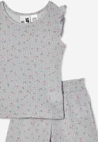 Cotton On - Gemma short sleeve pyjama set - light grey marle & ditsy floral