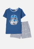 Cotton On - Hudson short sleeve pyjama set - blue & grey 