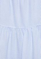 Superbalist - Squareneck ruffle tiered midi - blue & white stripe