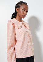Superbalist - Peterpan collar blouse - peach gingham