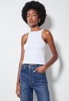 Superbalist - Crepe cutaway knit top with stitch detail - white