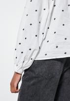 Superbalist - Embroidered puff sleeve shell - white