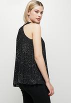 MILLA - Pleated halter blouse - black/white 