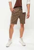 Only & Sons - Onslinus check shorts dt 1118 - brown