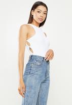 Missguided - Racer bodysuit cut out sides - white