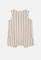 Cotton On - Glenn romper - taupy brown/vanilla robbo stripe