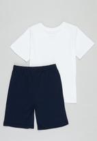 POP CANDY - Boys tee & shorts pj set - white & navy