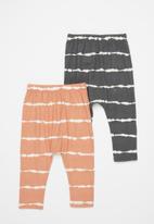 Cotton On - 2 pack leggings - rabbit grey + dust storm linear tie dye