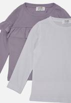 Trendyol - 2-pack plain long sleeve tee - white &  lilac