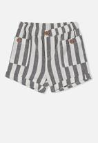 Cotton On - Carl button short yd - phantom/vanilla robbo stripe