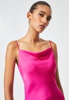 VELVET - Strappy cowl neck slip dress with slits - pink