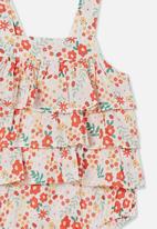 Cotton On - Tilly ruffle bubbysuit - vanilla/red orange lulu floral