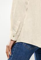 POLO - Janice long sleeve  linen shirt - stone