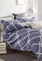 Linen Boutique - Crossing cotton duvet cover set - dark steel & blue
