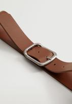 MANGO - Metal buckle belt - brown